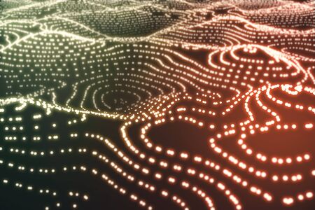Abstract dark wallpaper with circular digital pattern. Technology concept. 3D Rendering