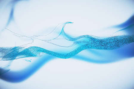 Abstract polygonal blue smoke on white backdropの写真素材