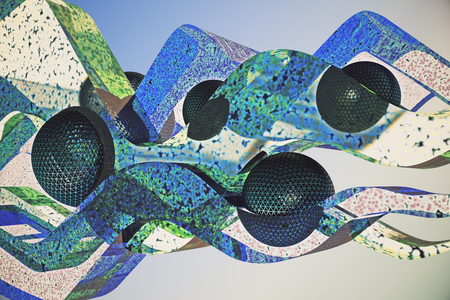 Abstract colorful background with spheres. 3D Renderingの写真素材