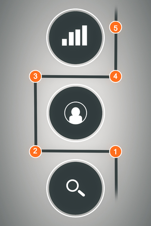 Abstract buttons with different icons on grey backgroundの写真素材