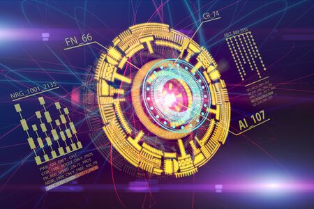 Futuristic digital button background. Technology and communication concept. 3D Rendering