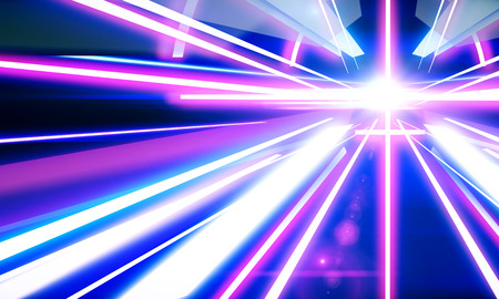 Glowing futuristic tunnel backdrop. Technology and innovation concept. 3D Renderingの写真素材