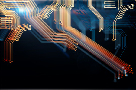 Abstract digital blurry motherboard background. Technology and computer hardware concept. 3D Renderingの写真素材