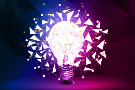 Abstract polygonal lamp background. Innovation concept. 3D Renderingの写真素材