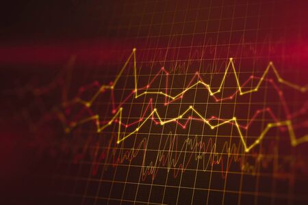 Red digital business chart background. Sales concept. 3D Rendering