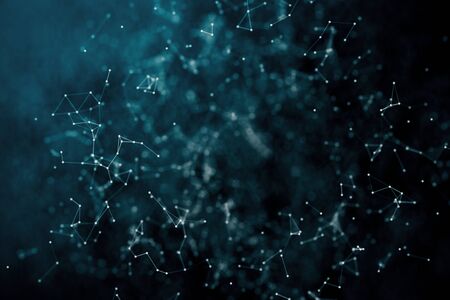 Abstract digital polygonal space background with connected points. Technology, innovation and...