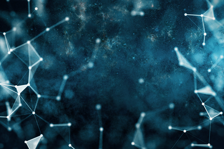 Creative digital polygonal space backdrop. Innovation and abstraction concept. 3D Renderingの写真素材