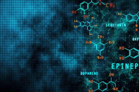 Abstract chemical gridl formula backdrop. Science and education concept. 3D Renderingの写真素材