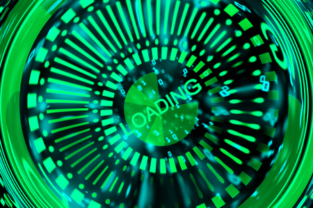 Abstract green digital button. Technology concept. 3D Rendering 
