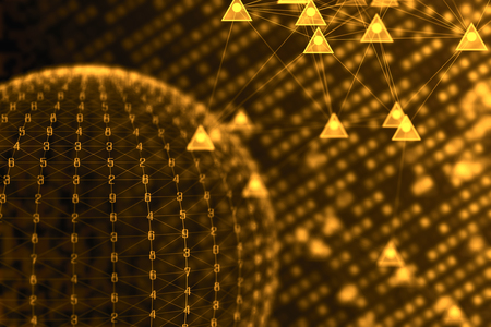 Creative digital polygonal background. Global business and media concept. 3D Rendering 