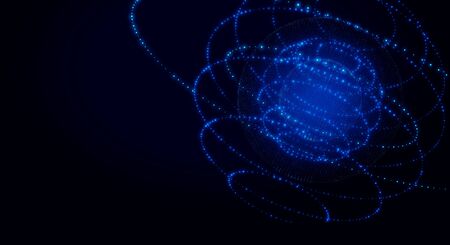 Creative blue sphere on black backdrop. Future and innovation concept. 3D Rendering 