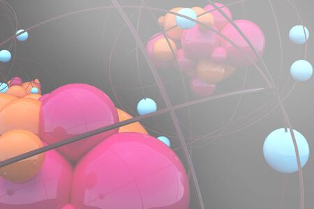 Creative blurry atom wallpaper. Medicine and design concept. 3D Rendering 