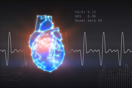 Creative heart interface background. Medicine and cardiology concept. 3D Rendering 