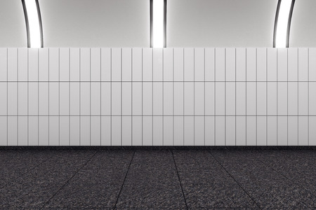 Modern subway interior with copy space on wall. Mock up, 3D Rendering の写真素材