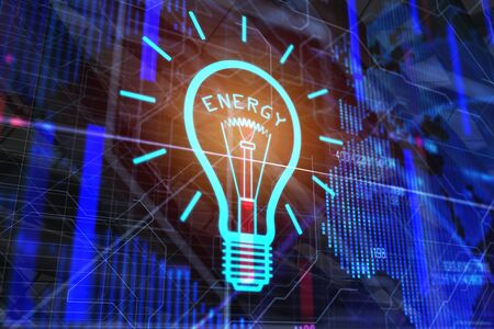 Creative digital lamp background. Idea, solution and innovation concept. 3D Rendering 