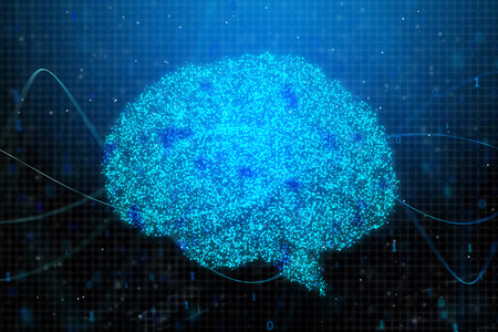 Creative digital brain background. Technology, ai and computing concept. 3D Rendering 