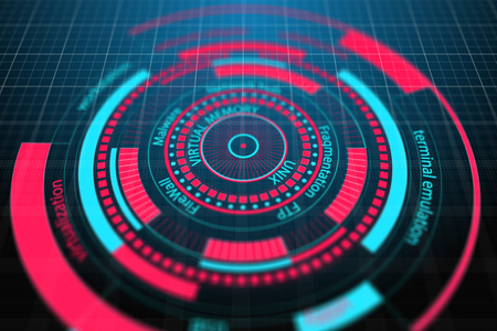 Abstract round digital button. Web safety and communication concept. 3D Rendering の写真素材