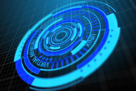 Abstract round digital button. Web safety and internet concept. 3D Rendering の写真素材