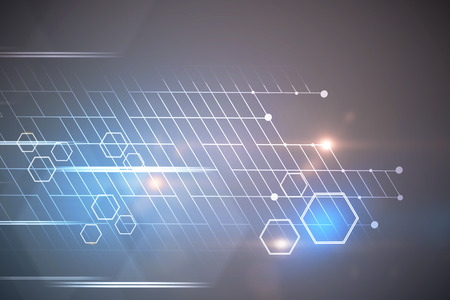 abstract hexagons and lines illustration at blurry background. 3d renderingの写真素材