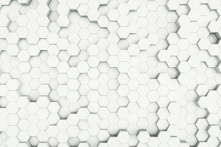 Creative white honeycomb backdrop. Technology and wallpaper concept. 3D Rendering