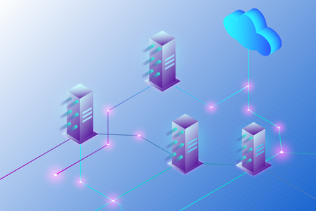 Creative server backdrop. Cloud computing and technology concept. 3D Renderingの写真素材