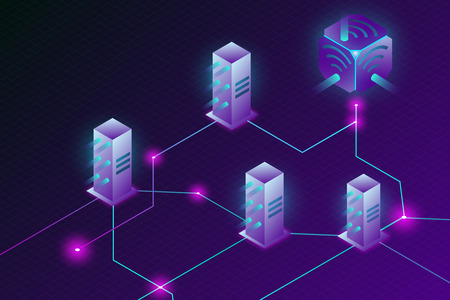 Creative server background. Cloud computing and technology concept. 3D Renderingの写真素材