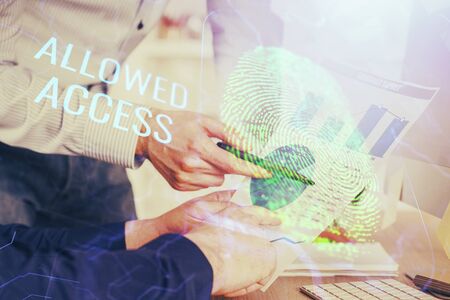 Fingerprint scan provides safe access with biometrics identification, concept of the future of...