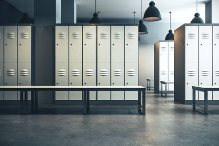 Modern locker room gym school interior. 3D Renderingの写真素材