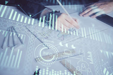 Close up of human hands background and abstract innovative technologies for industries. Multi...