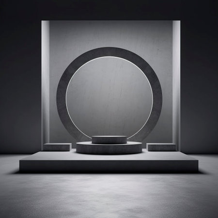 Abstract grey podium stage. Generative AIの素材