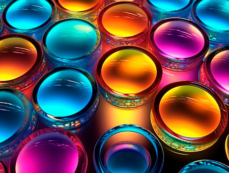 Circle glass wall design background. Modern design architect space. Ai Generative Illustration.の素材