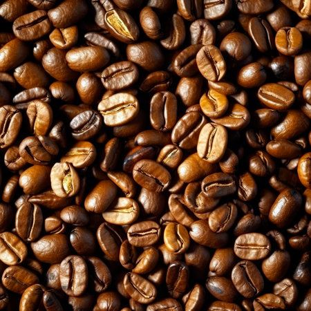 Roasted coffee beans texture. Close up background. Ai Generative illustration.の素材