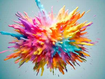 Realistic splash liquid explosion over a ligtht background. Ai Generative illustration.の素材