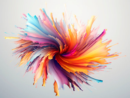 Realistic splash liquid explosion over a ligtht background. Ai Generative illustration.の素材