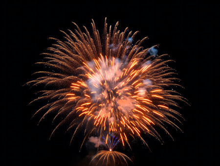 Colorful firework on dark background. New Year celebration, Abstract holiday texture. Ai Generative illustrationの素材