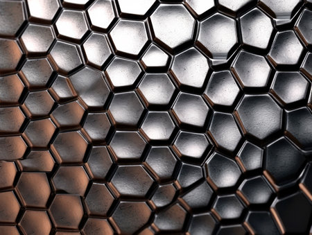 Honeycomb Aluminium Steel Metal Sheet industry wall texture pattern background wall. Ai generative illustration.の素材