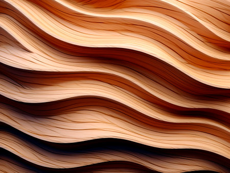 Timber wooden wall texture background. Layers of wood waves. Board brown textured backdrop surface with old natural pattern. Rustic vintage peeling wallpaper. Ai Generative illustrationの素材