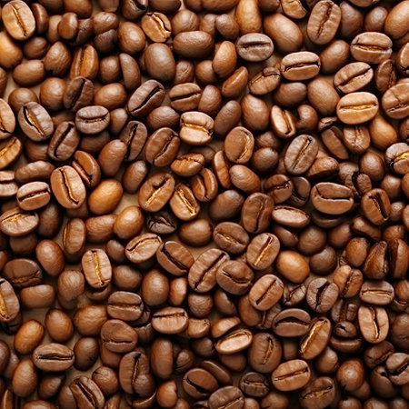 Roasted coffee beans texture. Close up background. Ai Generative illustration.の素材