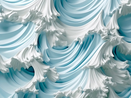 White texture. Wavy background. Interior wall decoration panel pattern abstract waves. Backdrop. Ai generartiveの素材