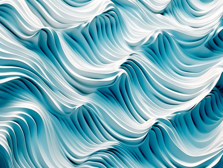 Blue texture. Wavy background. Interior wall decoration panel pattern abstract waves. Backdrop. Ai generartiveの素材