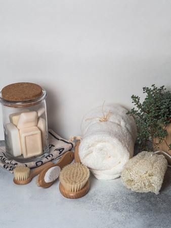 Zero waste concept. Eco-friendly bath set.の写真素材