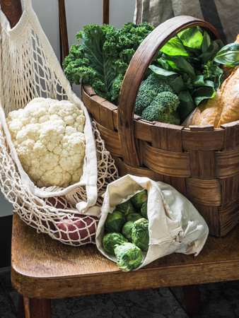 Healthy vegetarian ingredients for cookingの写真素材