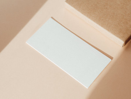 White blank card for the design branding identity mockup on beige background. Forms for business,...