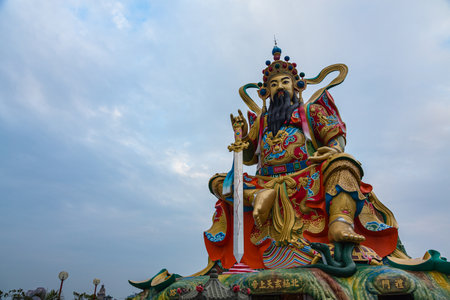 Statue of Guan Yu in Lianchitan, Kaohsiung, Taiwanの写真素材