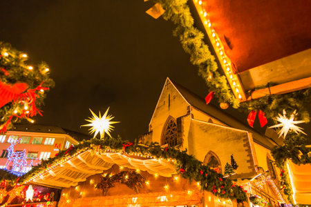 Christmas market in Basel, Switzerlandの写真素材