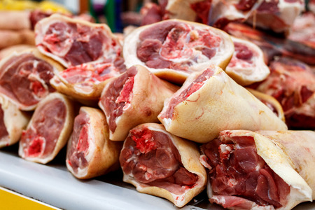 pork, raw meat on the marketの写真素材