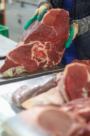 beef, raw meat on the marketの写真素材
