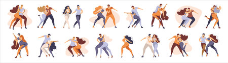 A set of vector posters on the theme of Latin dances. The illustration is suitable for a poster, a flyer of the event. also applicable for other dances: salsa, kizomba, merengue and othersのイラスト素材