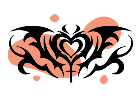 A girl's transferable temporary tattoo. Celtic heart in lineart style and engraving. vector drawingのイラスト素材