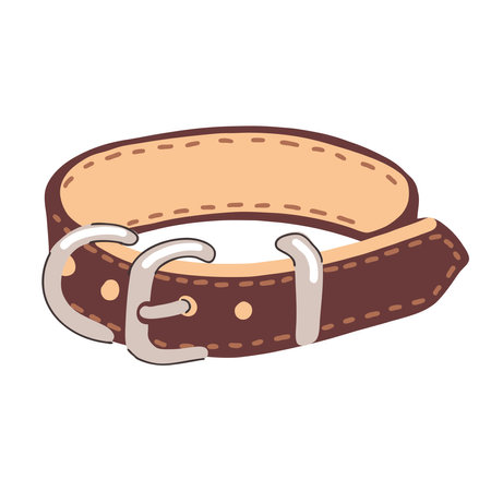 Brown leather collar for dogs, cats. Care and love for pets. Product pet store, veterinaryのイラスト素材